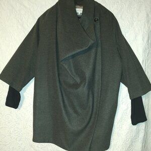 WOMEN'S SIZE XL GRAY "CALVIN KLEIN" DRAPED FRONT COAT